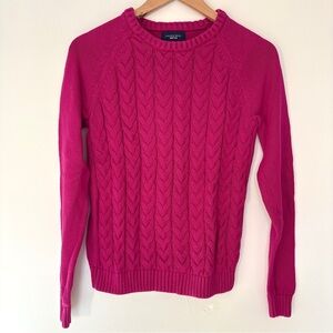 Lands' End Drifter Fuchsia Cable Knit Sweater